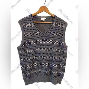 Boomerang Scandinavian 100% Lambswool Sleeveless V-Neck Sweater Vest‎ Size XL